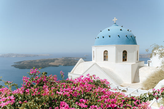 Flowers above the Caldera - Imerovigli, Santorini, Greece