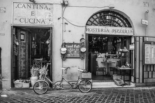 The Pizzeria in Vintage Black & White - Rome, Italy